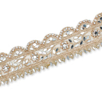 2 Inch Mirror Rhinestones & Metallic Cording On Mesh Lace Trim
